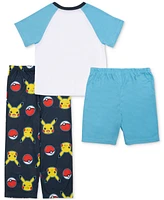 Pokemon Little & Big Boys Short-Sleeve Pajama Top, Shorts Pants, 3 Piece Set