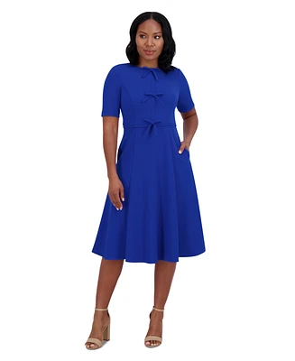 Jessica Howard Women's Bow-Trim Fit & Flare Dress