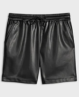 Mode of One Men's Relaxed-Fit Perforated 6-1/2" Faux-Leather Shorts, Exclusively at Macy's