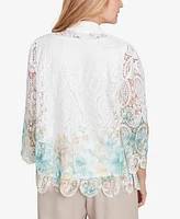 Alfred Dunner Petite Kensington Gardens Two One Lace Floral Top with Necklace