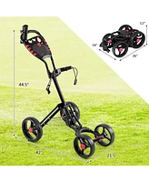 4 Wheels Folding Golf Pull Push Cart Trolley