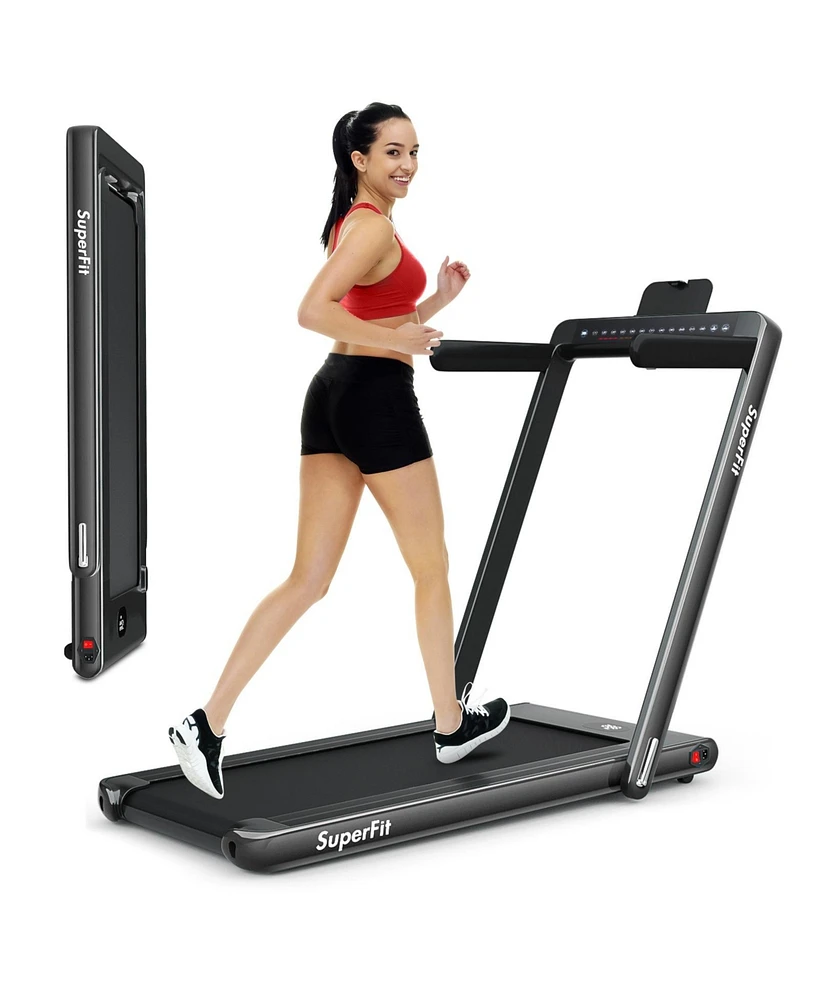 2.25 Hp 2-in-1 Folding Walking Pad Treadmill with Dual Display and App Control