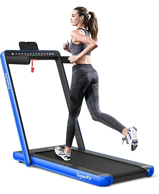 2.25 Hp 2-in-1 Folding Walking Pad Treadmill with Dual Display and App Control