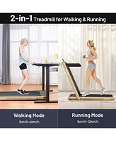 2.25 Hp 2-in-1 Folding Walking Pad Treadmill with Dual Display and App Control