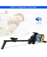 Foldable Magnetic Quiet Operated Fitness Rowing Machine with 10 Level Adjustable Resistance