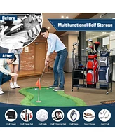 Double Golf Bag Organizer with Lockable Universal Wheels
