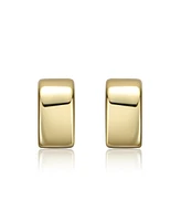 Modern Chic Flattened Tubular Geometric C-Hoop Earrings White Gold Plated or 14K