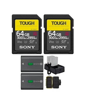 Sony 64GB Uhs-ii Tough G-Series Sd Card (2-Pack) with Battery Pack Bundle