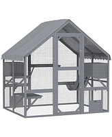 PawHut Large Catio Outdoor Cat Enclosure with Waterproof Cover,