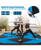 8 Feet Pu Leather Folding Gymnastics Mat with Hook and Loop Fasteners