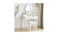 Bedroom Vanity Table with Adjustable Light Mirror – Makeup Desk with Storage & Stool Option