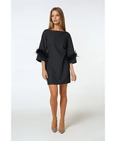 Bebe Women's Feather Sleeve Mini Dress