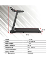 2.25HP Electric Running Machine Treadmill with Speaker and App Control