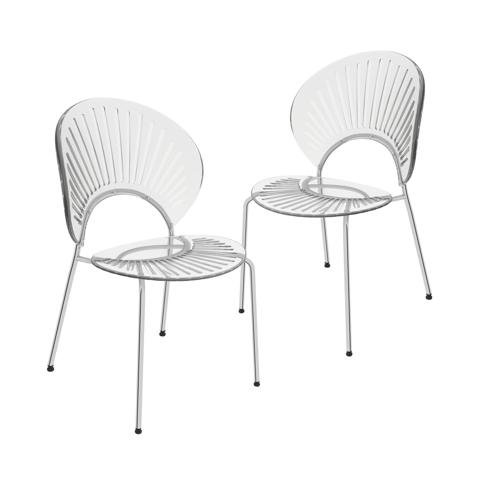 Opulent Series Modern Clear Dining Chair Set of 2