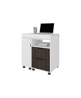 Fm Furniture Loris Extendable Desk with Two Drawers, Open Shelves