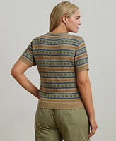 Lauren Ralph Plus Fair Isle Short-Sleeve Sweater