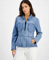 Democracy Women's Cotton Denim Peplum-Hem Jacket