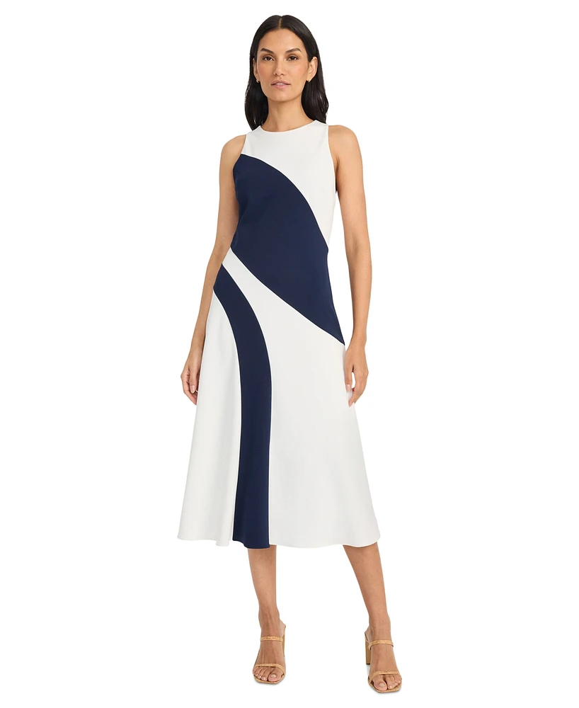 Maggy London Women's Colorblocked Sleeveless Midi Dress