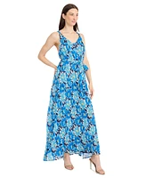 Maggy London Women's Printed Crinkle Chiffon Maxi Dress