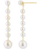 Effy Cultured Freshwater Pearl (3-1/2 & 6-1/2mm) Linear Drop Earrings in 14k Gold