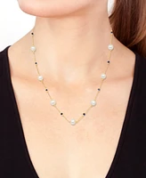 Effy Cultured Freshwater Pearl (8mm) & Sapphire (2-1/10 ct. t.w.) 18" Collar Necklace in 14k Gold