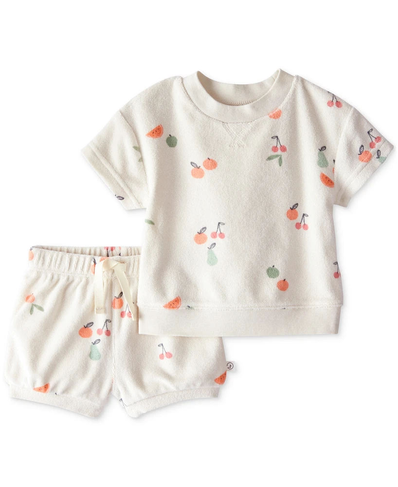 Little Planet by Carter's Baby Girls 2-Pc. Organic Cotton Fruit Terry Top & Shorts Set