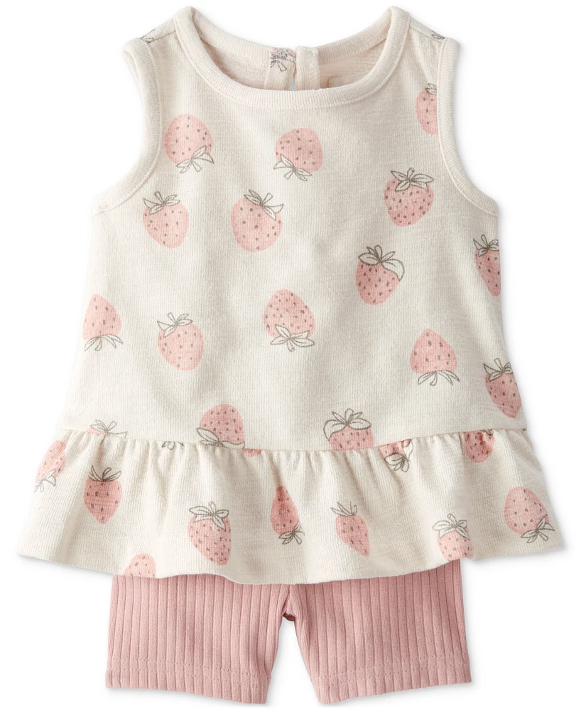 Little Planet by Carter's Baby Girls 2-Pc. Organic Cotton Tank & Biker Shorts Knit Set