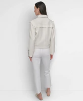Dkny Women's Zip-Front Long-Grommet-Sleeve Trucker Jacket