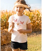 Deux par Toddler Girls Organic Cotton Top With Applique Pink Sparkling Butterfly - Toddler|Child