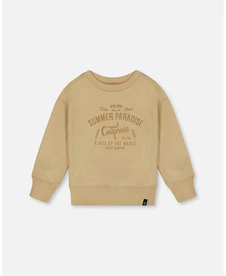 Deux par Baby Boys Pullover Graphic Sweatshirt Beige