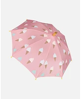 Deux par Deux Girl Pink Umbrella With Cones That Change Color Upon Contact With Water - Toddler|Child