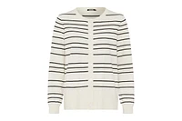 Olsen Striped Crewneck Cardigan