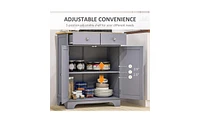 Kitchen Storage Cabinet with Island Multi-Functional Organizer and Prep Station for Kitchen Essentials