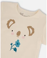 Deux par Baby Girls Organic Cotton Tee Cream And Koala