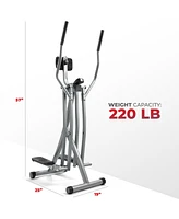 Sunny Health & Fitness Air Walker Lightweight Manual Elliptical, Low-Impact 30-Inch Stride Glider Machine, Senior Cross Trainer for Indoor Cardio Exer