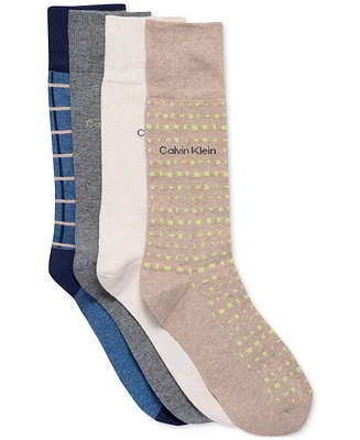Calvin Klein Men's Crew Length Dress Socks, Assorted Patterns