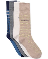Calvin Klein Men's Crew Length Dress Socks, Assorted Patterns, Pack of 4