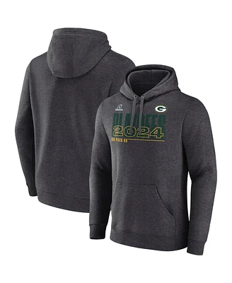 Fanatics Men's Heather Charcoal Green Bay Packers 2024 Nfl Playoffs Fleece Pullover Hoodie