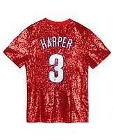 Outerstuff Juniors Bryce Harper Red Philadelphia Phillies Name Number Sequin V-Neck Top