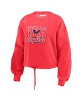 Wear by Erin Andrews Women's Red Washington Capitals Washed Fleece Sweatshirt Shorts Lounge Set