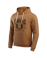 Fanatics Men's Tan Miami Hurricanes Camp Fleece Tri-Blend Pullover Hoodie