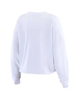 Wear by Erin Andrews Women's White Minnesota Vikings Postcard Cropped Long Sleeve Top