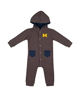 Colosseum Baby Boys and Girls Charcoal Michigan Wolverines Zando-Zan Waffle Full-Snap Hooded Romper