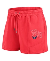 Wear by Erin Andrews Women's Red Washington Capitals Washed Fleece Sweatshirt Shorts Lounge Set