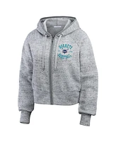 Wear by Erin Andrews Women's Heather Gray Charlotte Hornets Speckled Radiator Full-Zip Hoodie