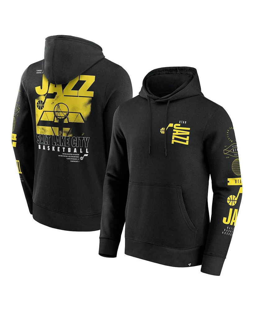 Fanatics Men's Black Utah Jazz Game Time Crossover Pullover Hoodie