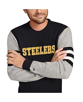 Tommy Hilfiger Men's Black/Heather Gray Pittsburgh Steelers Acrylic Crewneck Pullover Sweatshirt