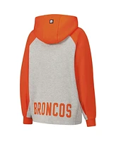 Dkny Women's Gray/Orange Denver Broncos Joy Cropped Raglan Pullover Hoodie