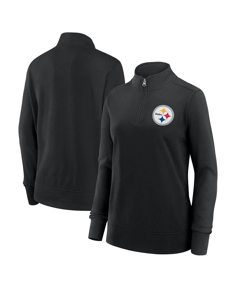 Logo Athletic Women's Black Pittsburgh Steelers Velocity Quarter-Zip Jacket