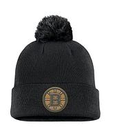 Fanatics Men's Black Boston Bruins Military Appreciation Cuffed Knit Hat with Pom